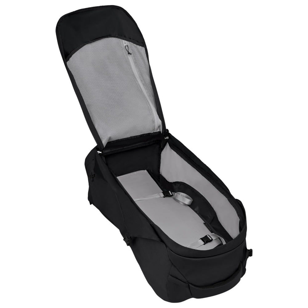 Osprey Farpoint 70L front compression straps keep gear compact during transit.