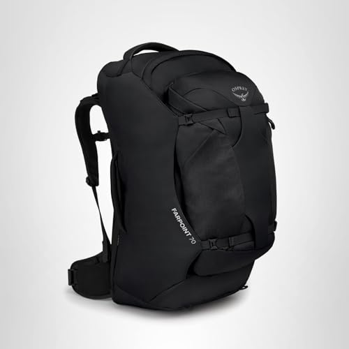 Osprey Farpoint 70L padded top handles for easy grabbing on travel days.