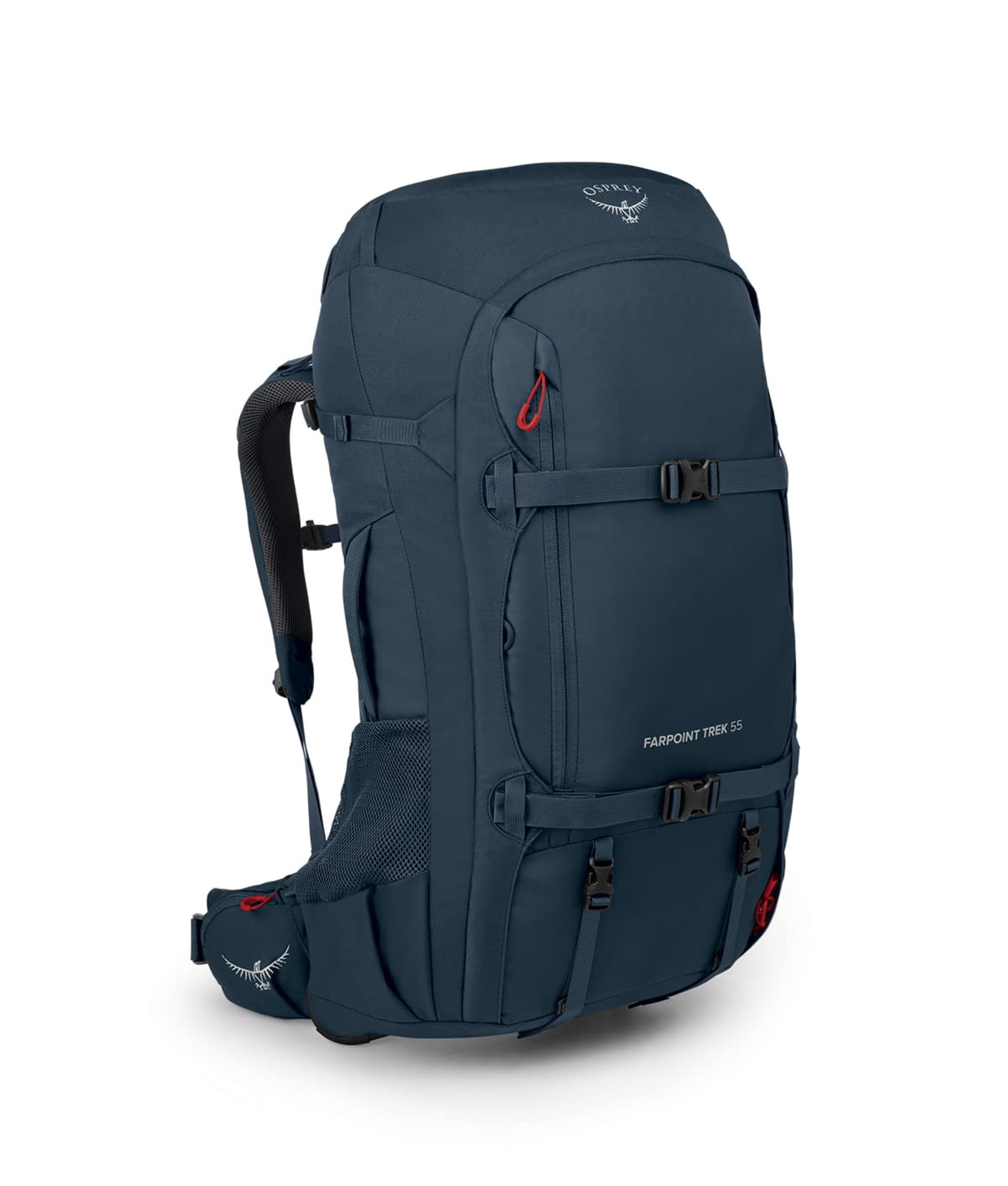 Osprey Farpoint Trek 55L front-panel opening enables quick packing during travel.