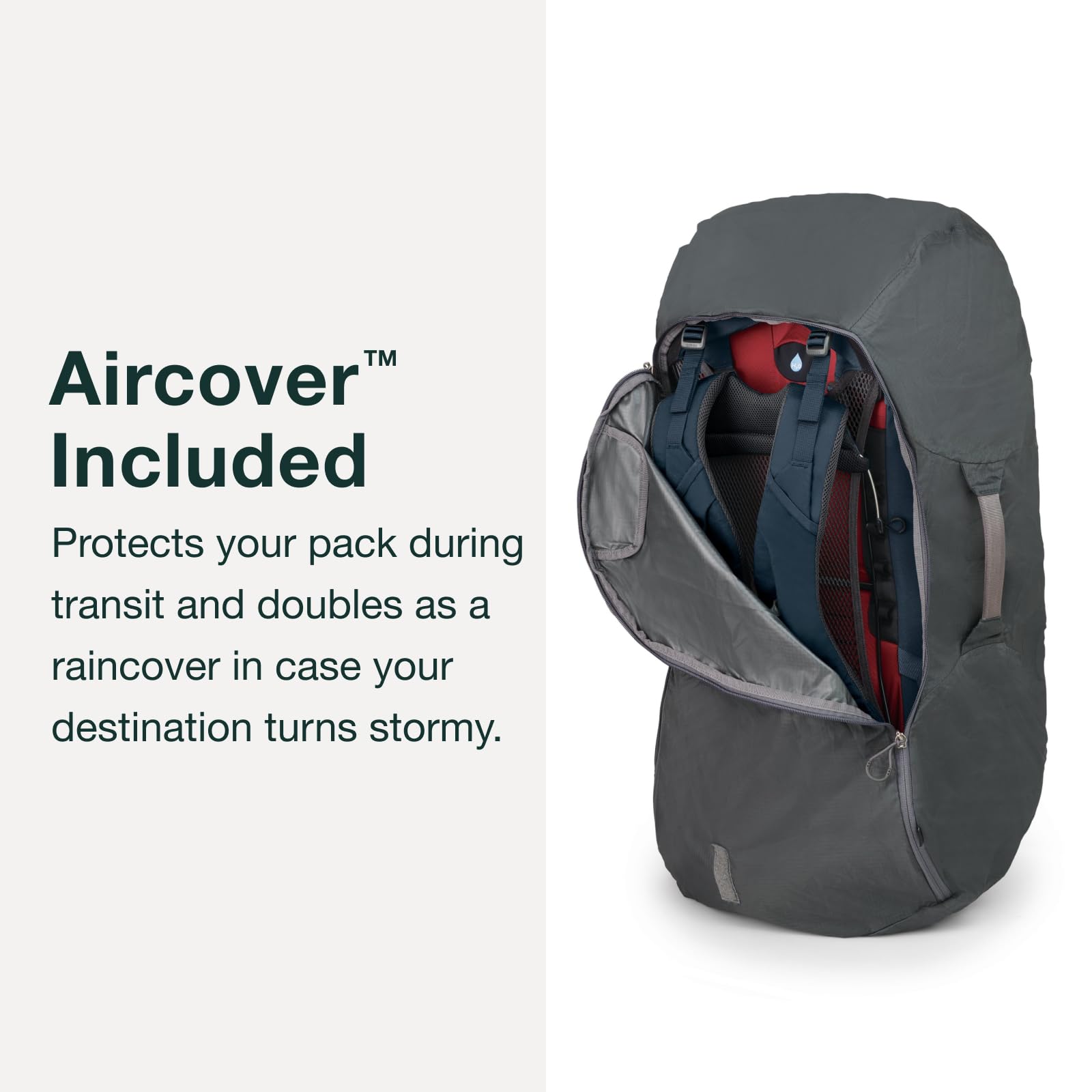 Osprey Farpoint Trek 55L hydration or tablet sleeve keeps essentials secure.