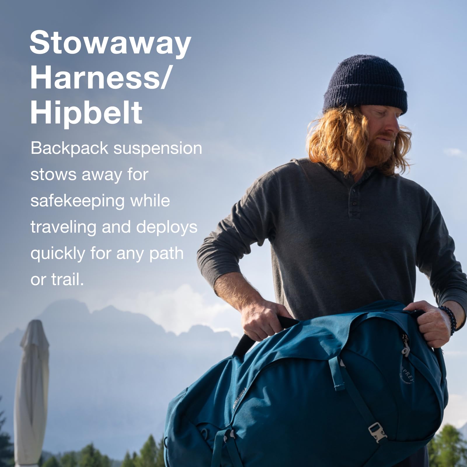 Osprey Farpoint 55L daypack interior keeps laptop and tablet secure.