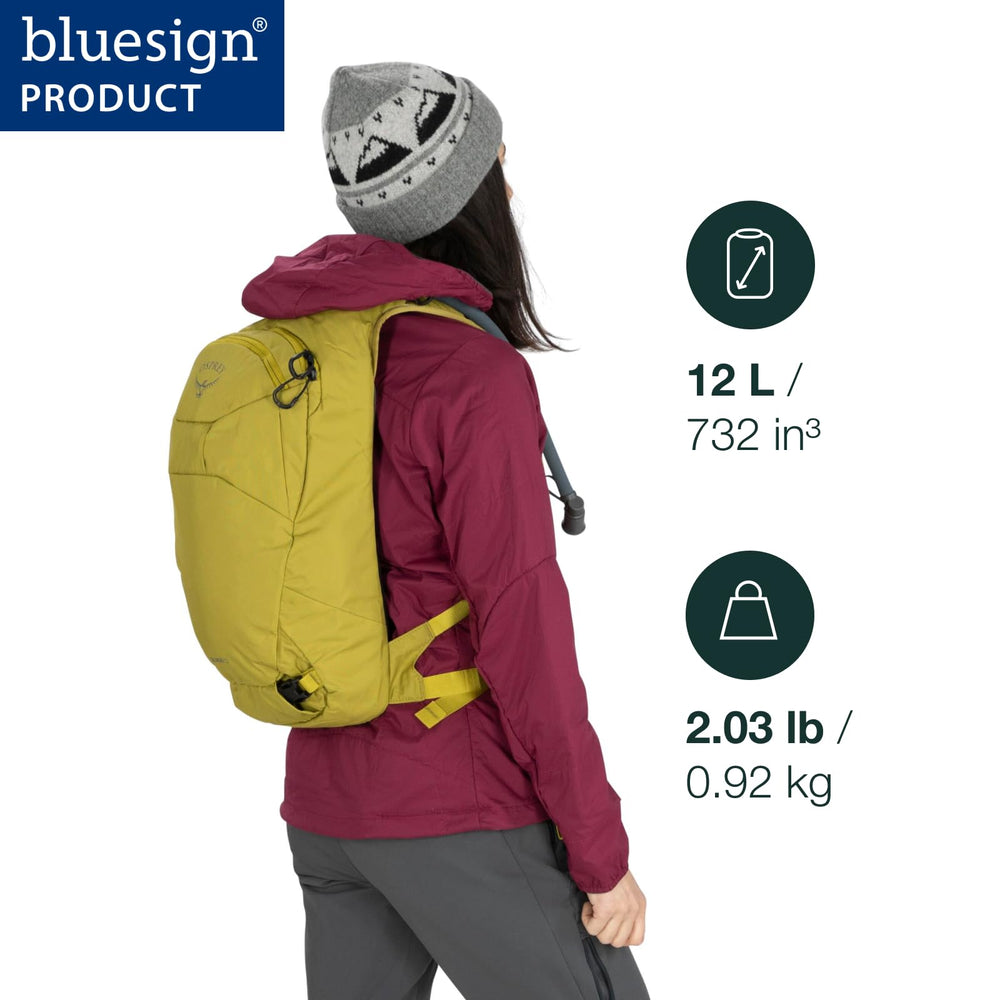 Osprey Glade 12L hydration reservoir included for mountain days.