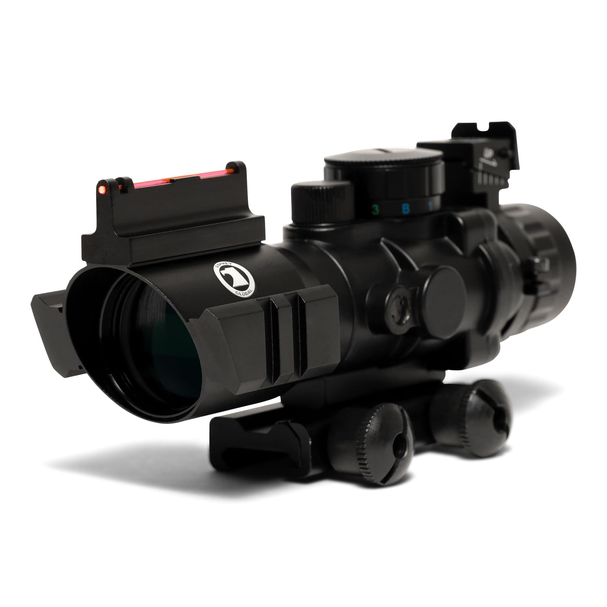 Osprey Global 1/4 MOA adjustment closeup indicates precise windage and elevation control