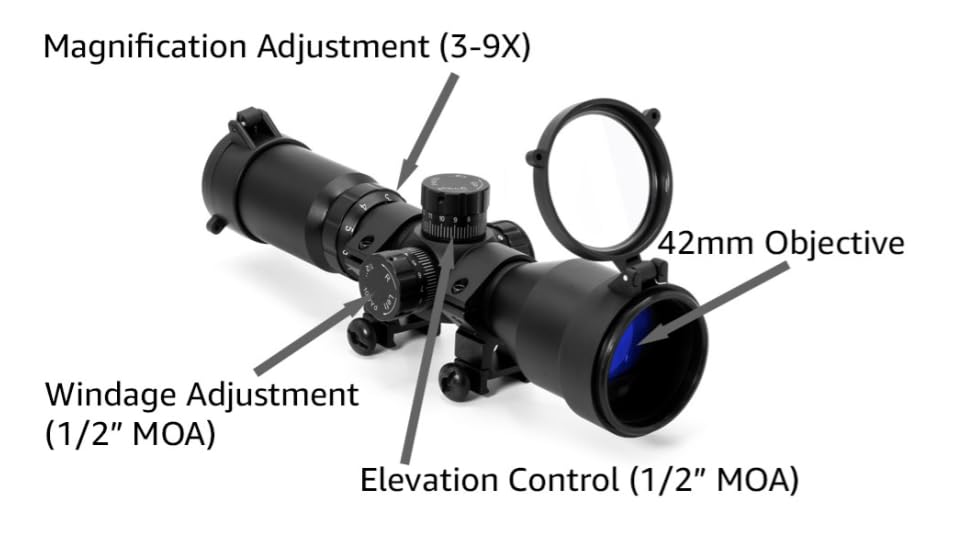 Osprey Global CP3-9X42MDG includes dust covers and ring mounts for ready setup.