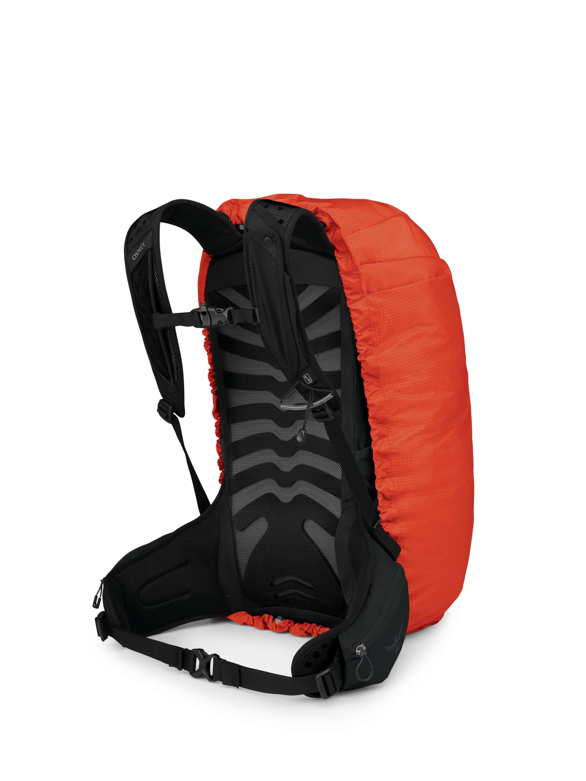 Osprey Hivis raincover folded compactly into a pack-friendly accessory.