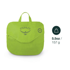 Osprey Hivis Reflective Commuter Raincover secured to pack with reliable attachment