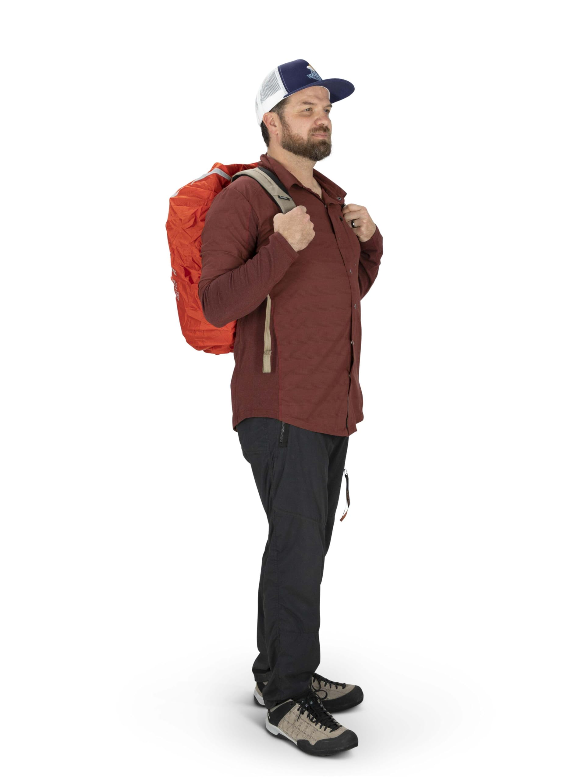 Osprey Hivis wraparound attachment securing raincover around pack