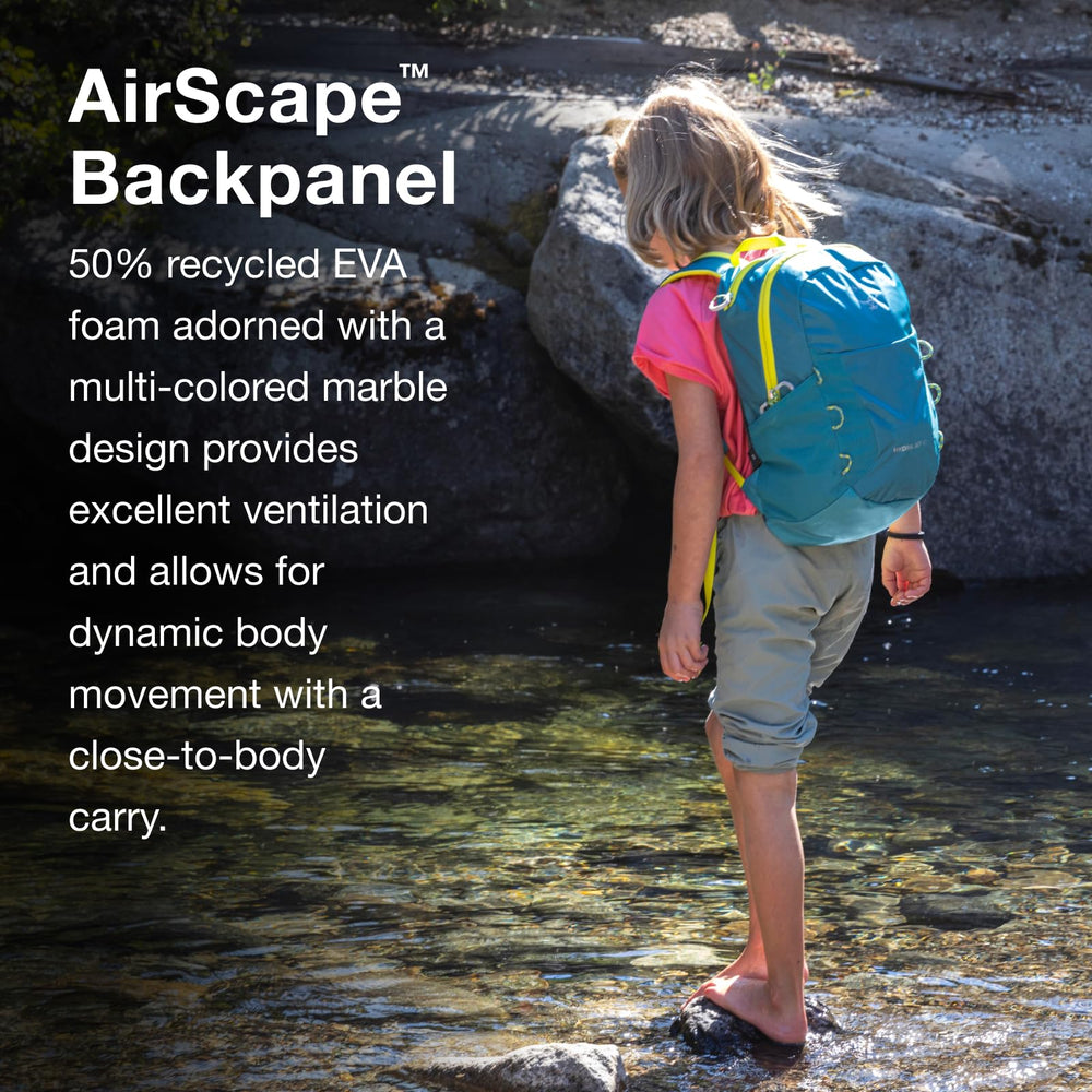 Osprey HydraJet adjustable sternum strap with safety whistle for security.