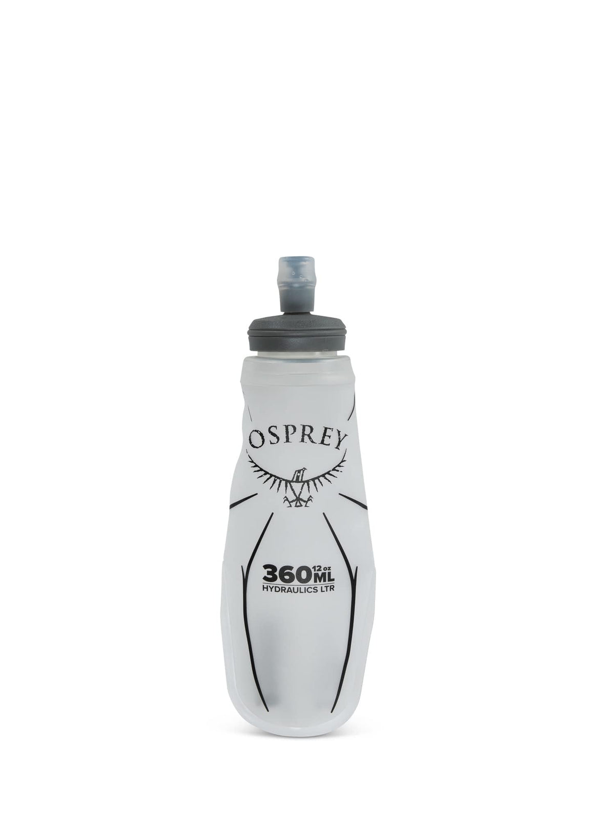 Osprey Hydraulics 360ml soft flask side view for stable, on-the-go hydration.