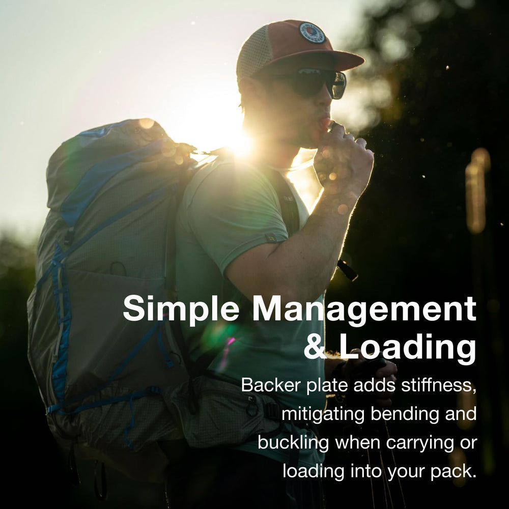 Osprey backer plate and center baffle flatten profile for stable load