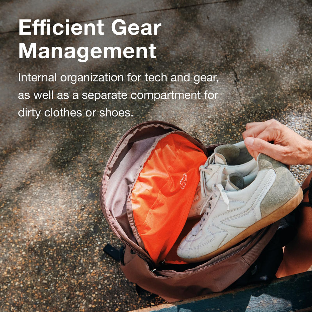 Osprey Metron 24L commuter hi-vis raincover deployed for weather protection.