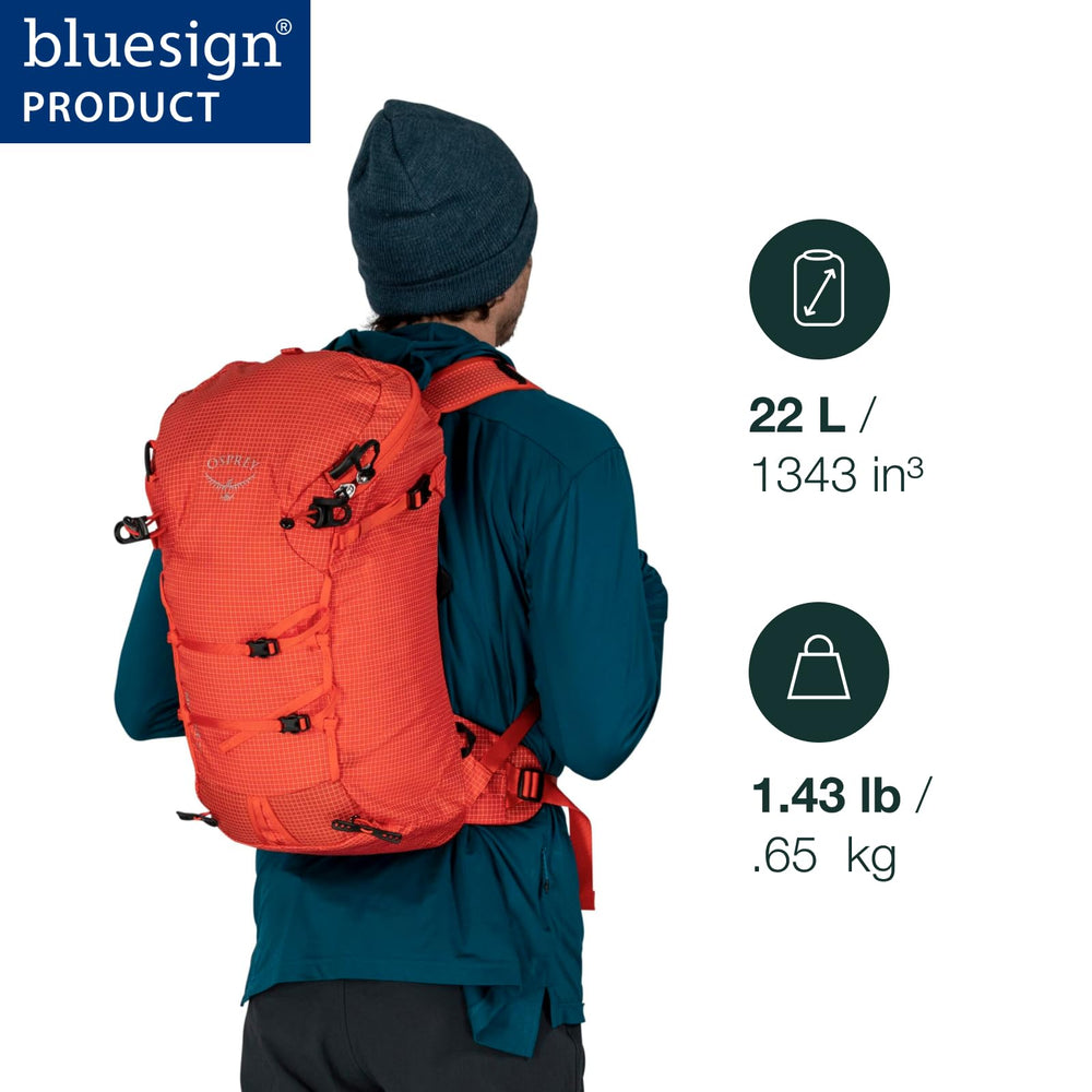 Osprey Mutant 22L side strap system showing versatile carry