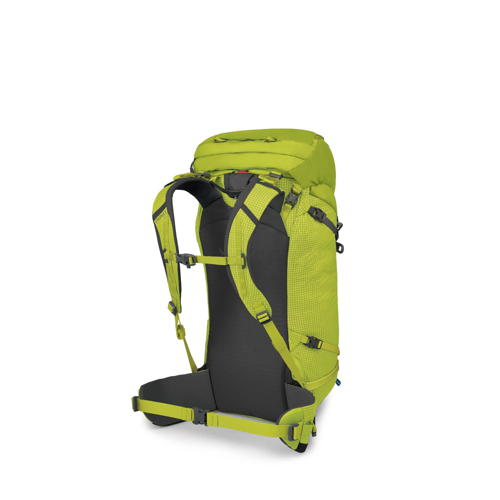 Osprey Mutant 38L reinforced A-frame ski carry for ski ascents.