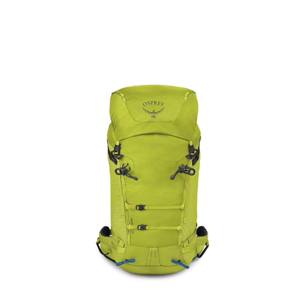 Osprey Mutant 38L ski carry reinforcement for icy ascents.
