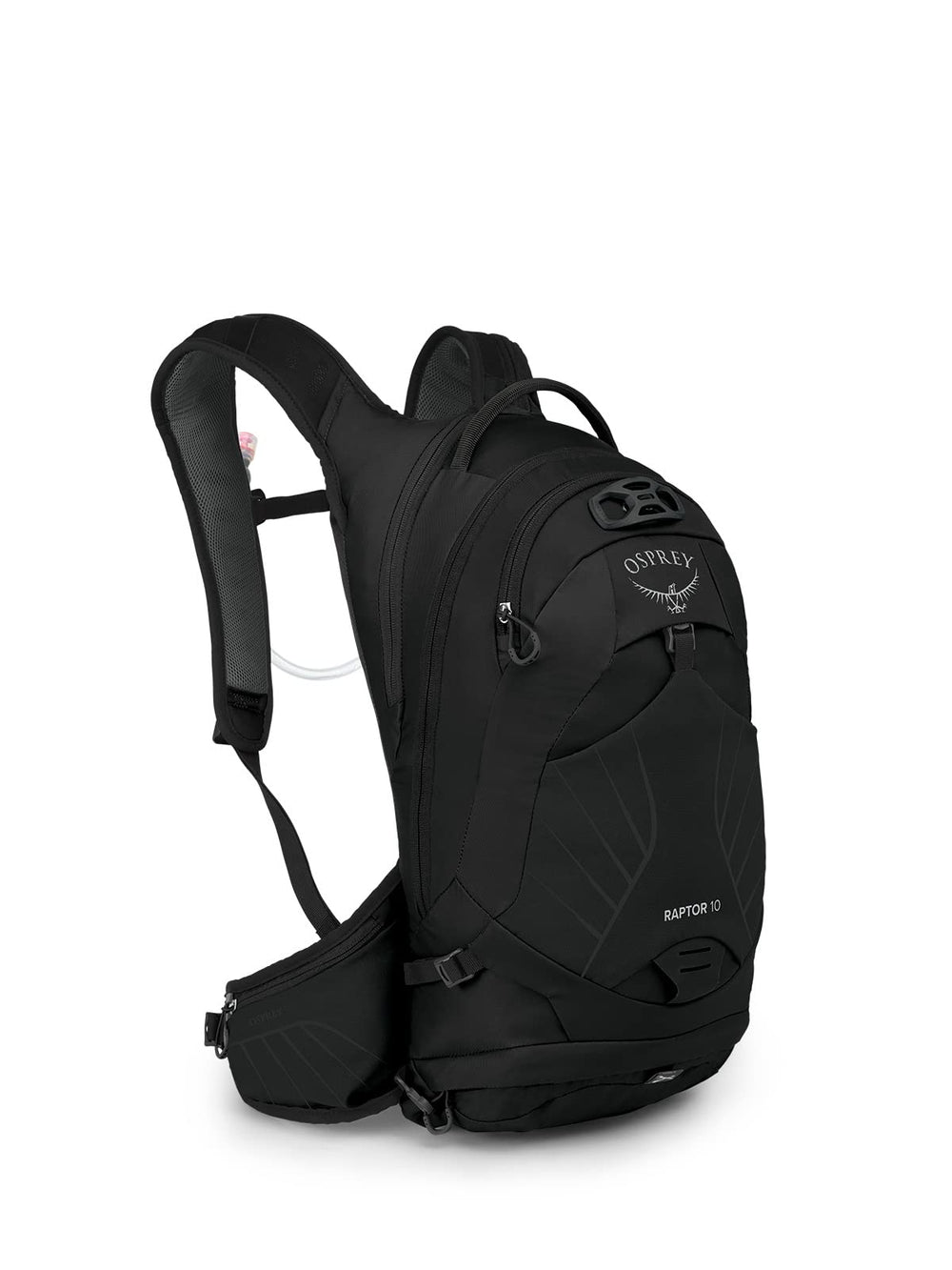 Osprey Raptor 10L front view on a mountain ride showing stability for long climbs
