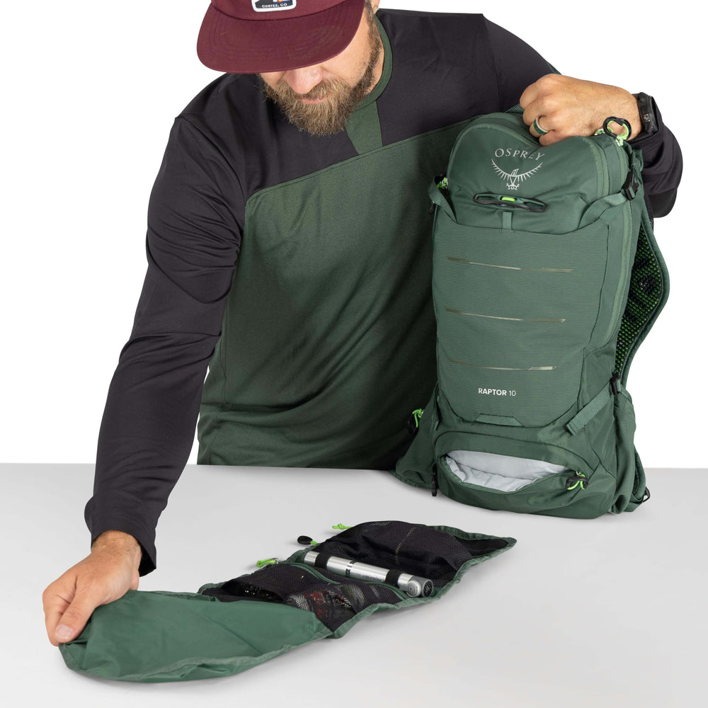 Osprey Raptor 10L sunglasses pocket protecting eyewear on sunny rides