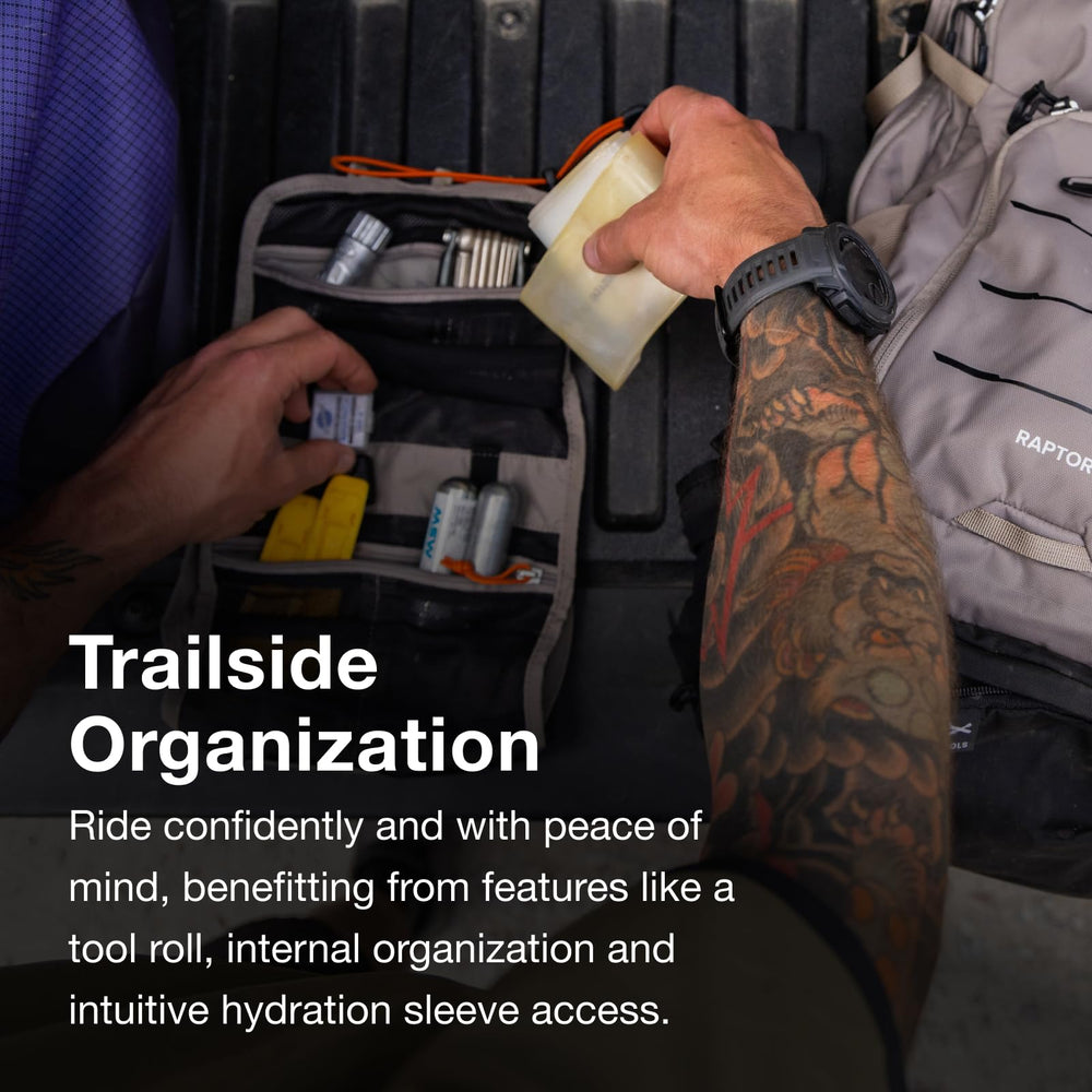 Osprey Raptor 14L airmesh wrap hipbelt provides comfortable stability