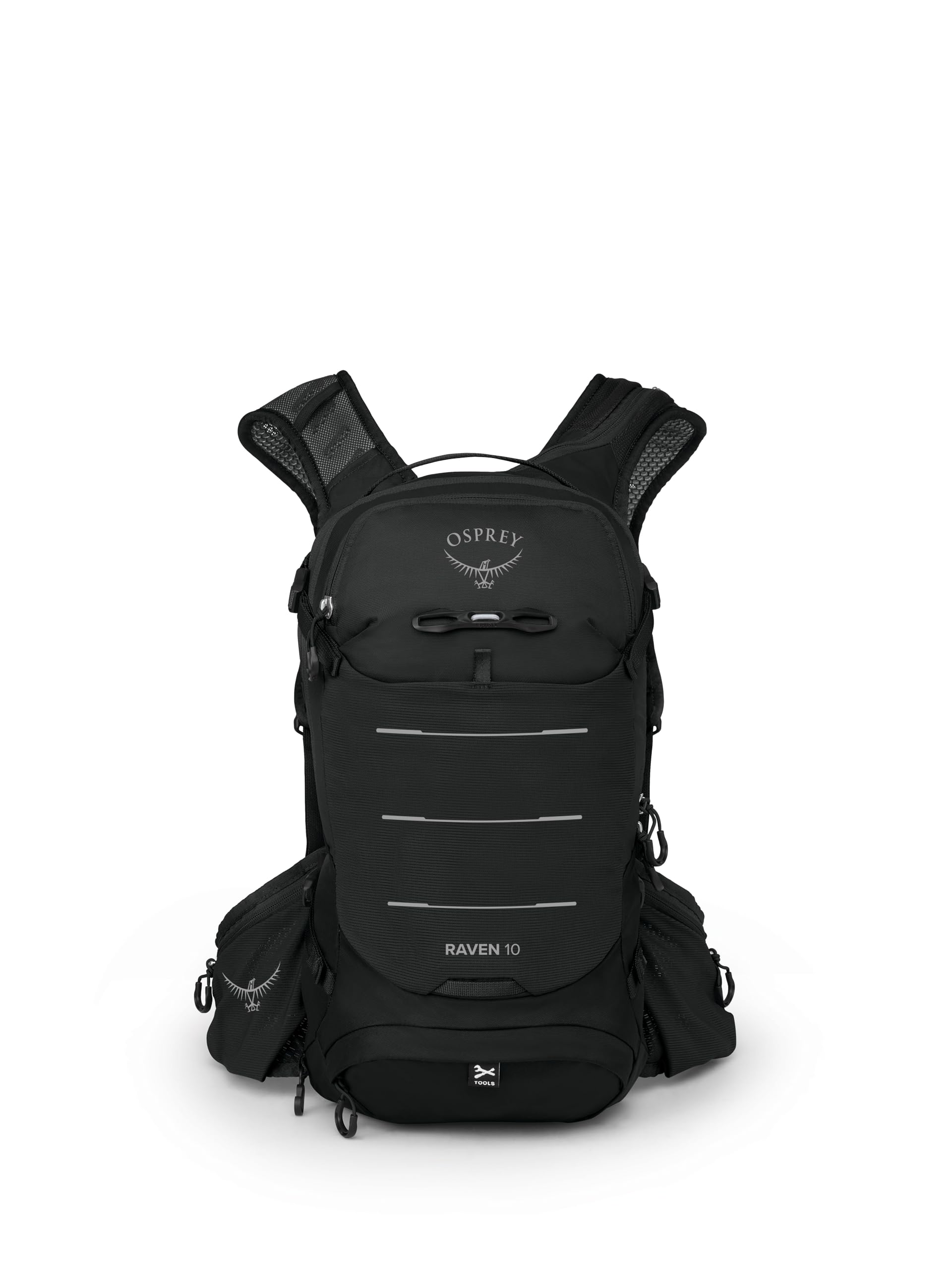 Sunglasses pocket in Raven 10L pack protects eyewear during trail laps.