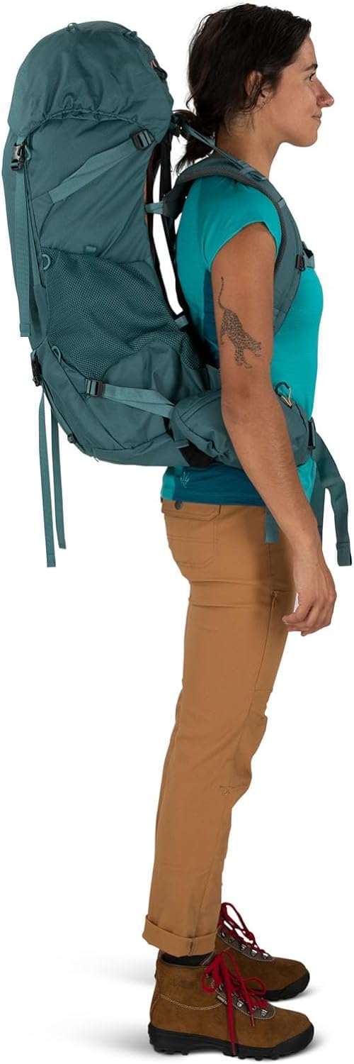 Osprey Renn 50L breathable backpanel supports airflow during climbs