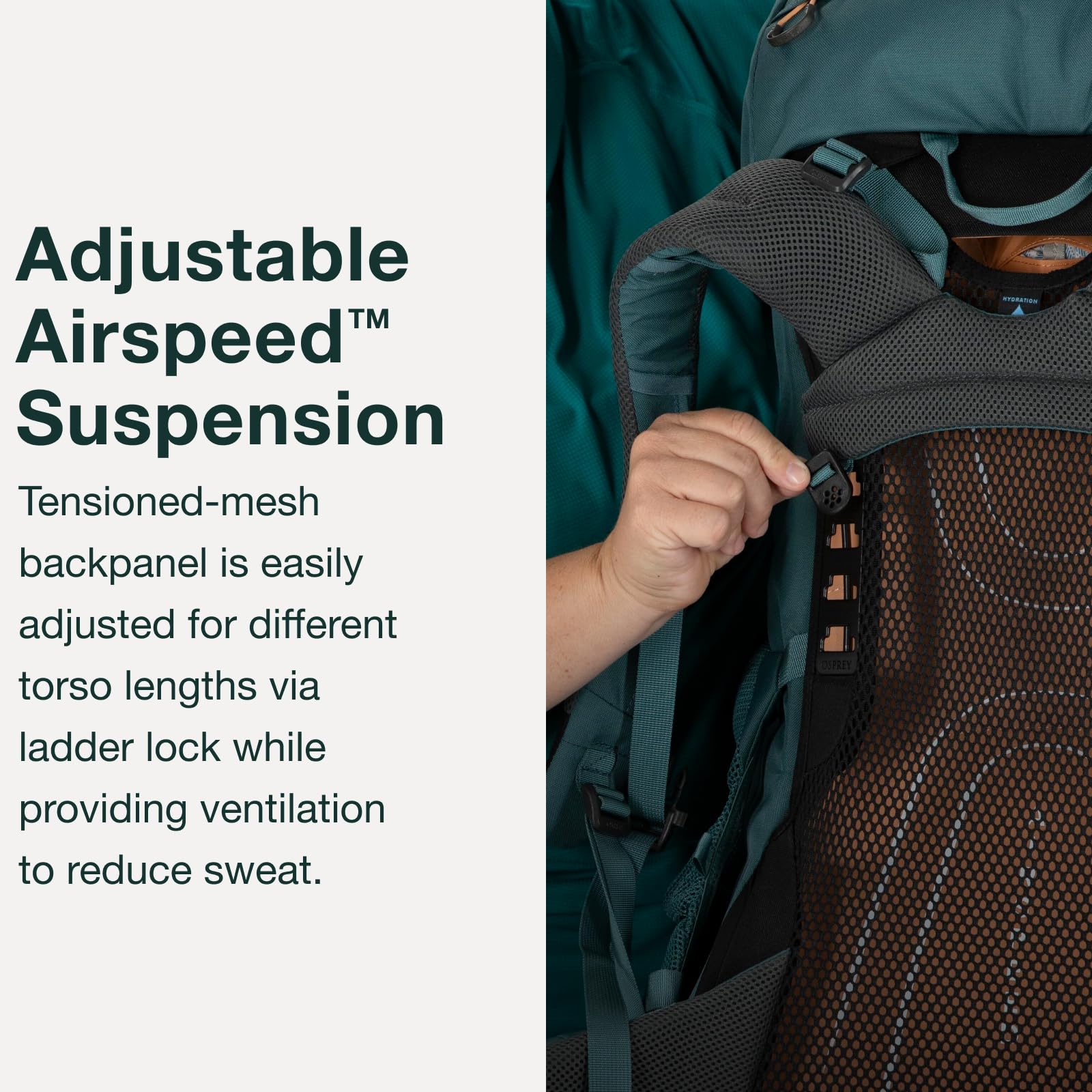 Osprey Renn 50L integrated raincover protects gear during unexpected showers
