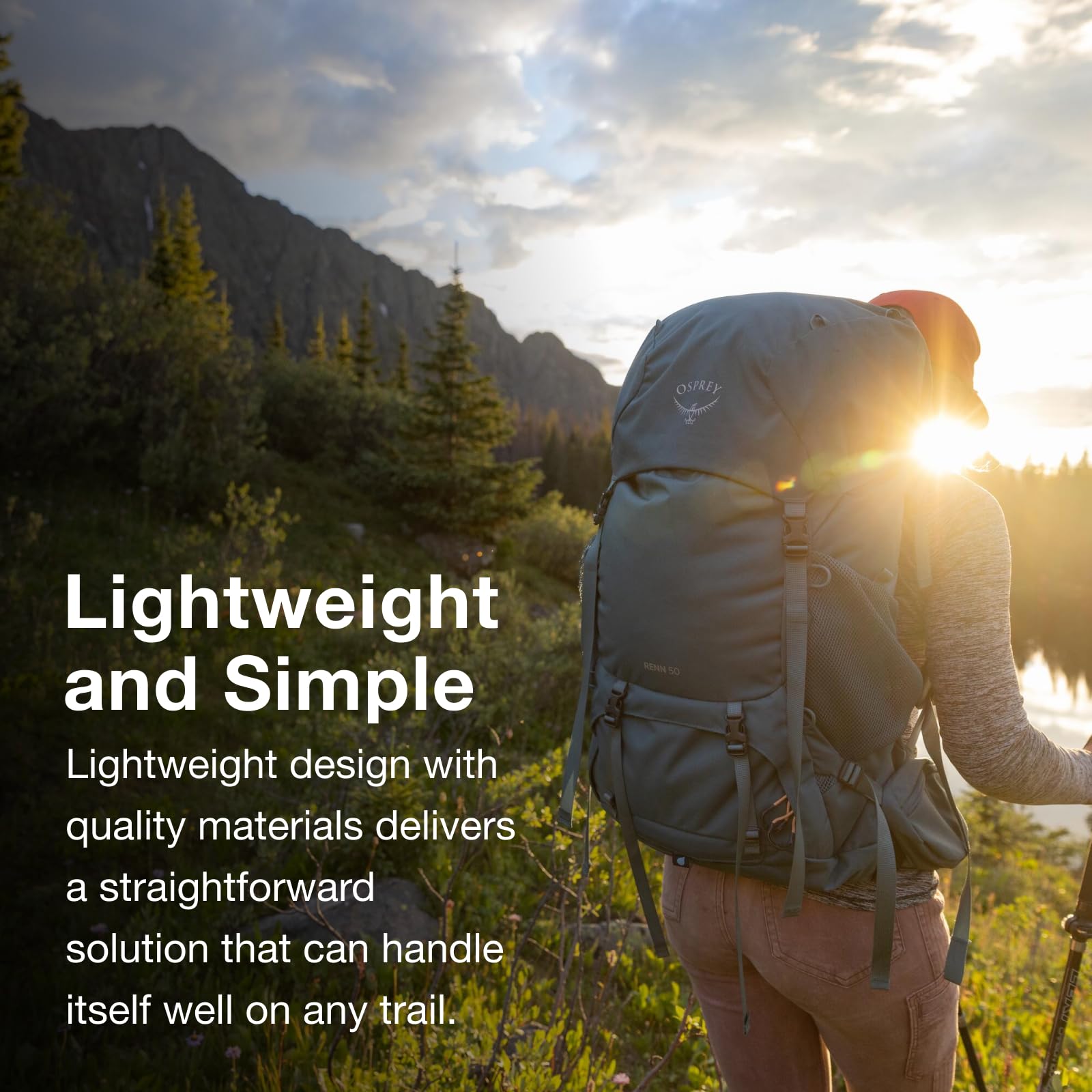 Osprey Renn 50L lightwire-frame transfers weight to the hips for easier carries