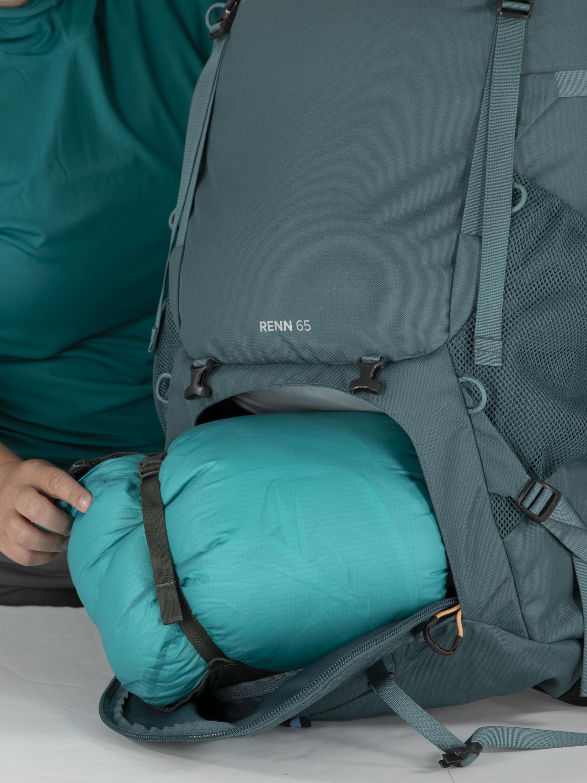 Osprey Renn 65 EF extended fit supports up to 70-inch hips for inclusive sizing.