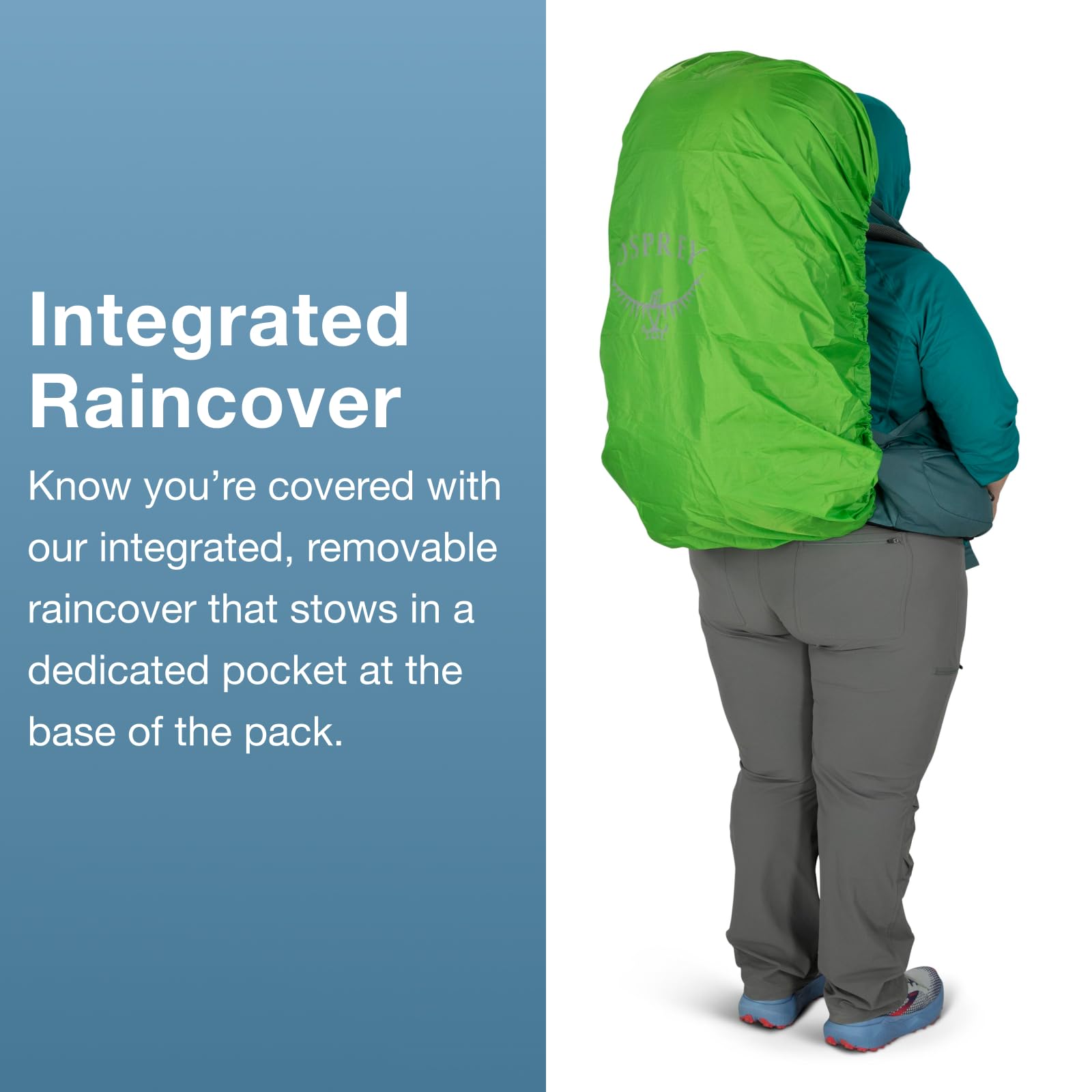 Osprey Renn 65EF repositioned hipbelt pockets improve accessibility on long hikes.