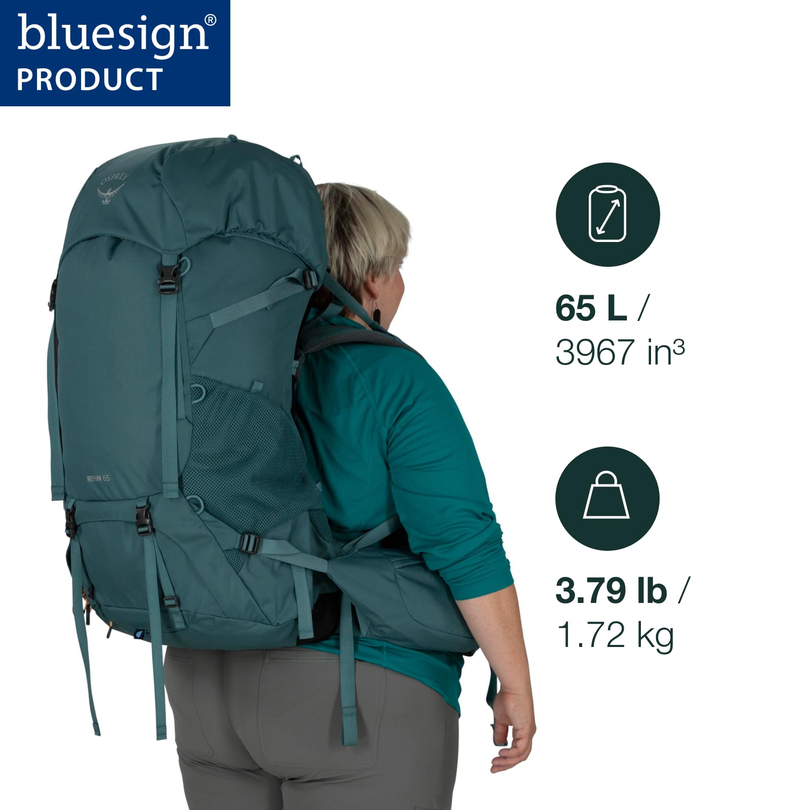 Osprey Renn 65EF torso adjustment dial demonstrates easy sizing.