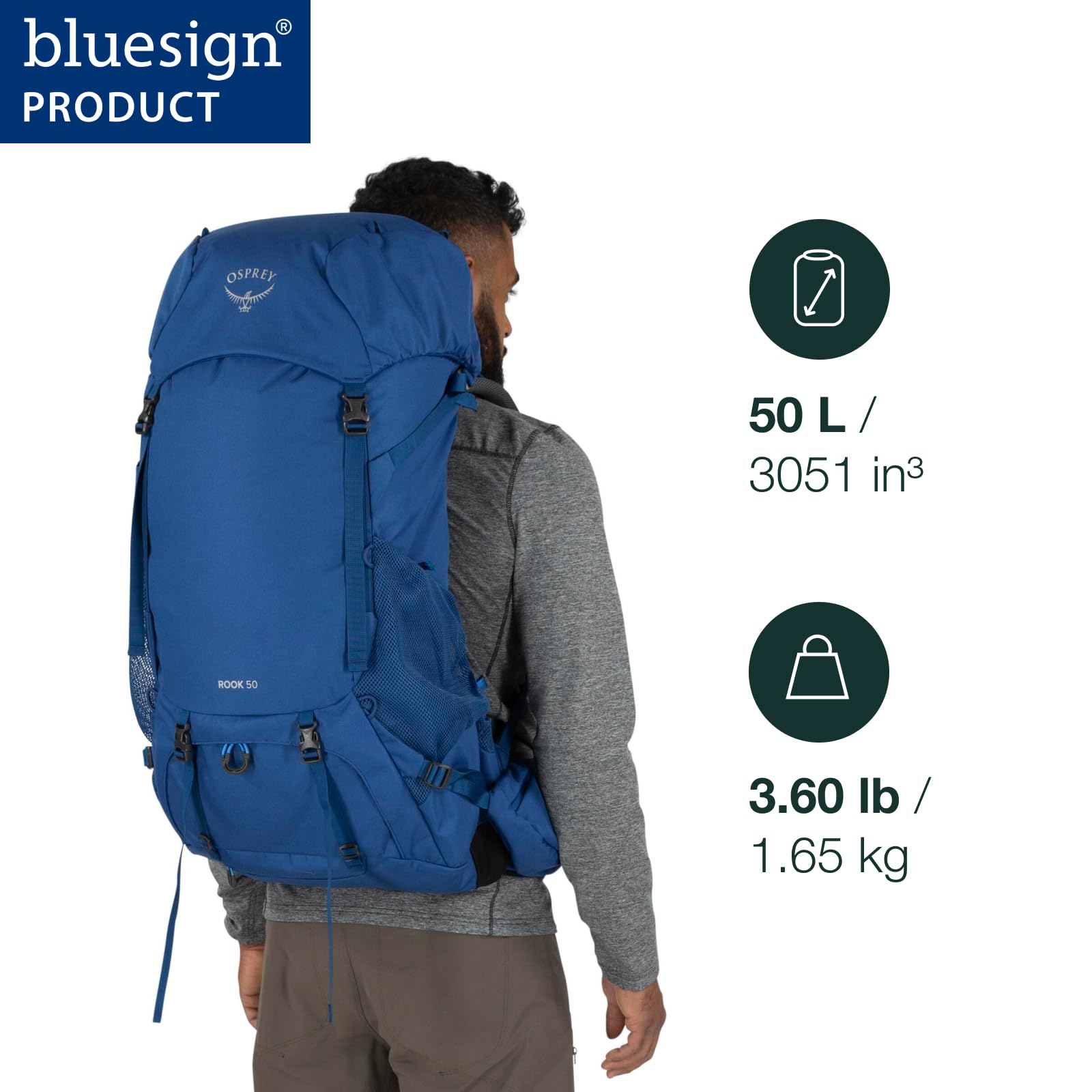 Osprey Rook 50L LightWire frame transfers weight to the hips.
