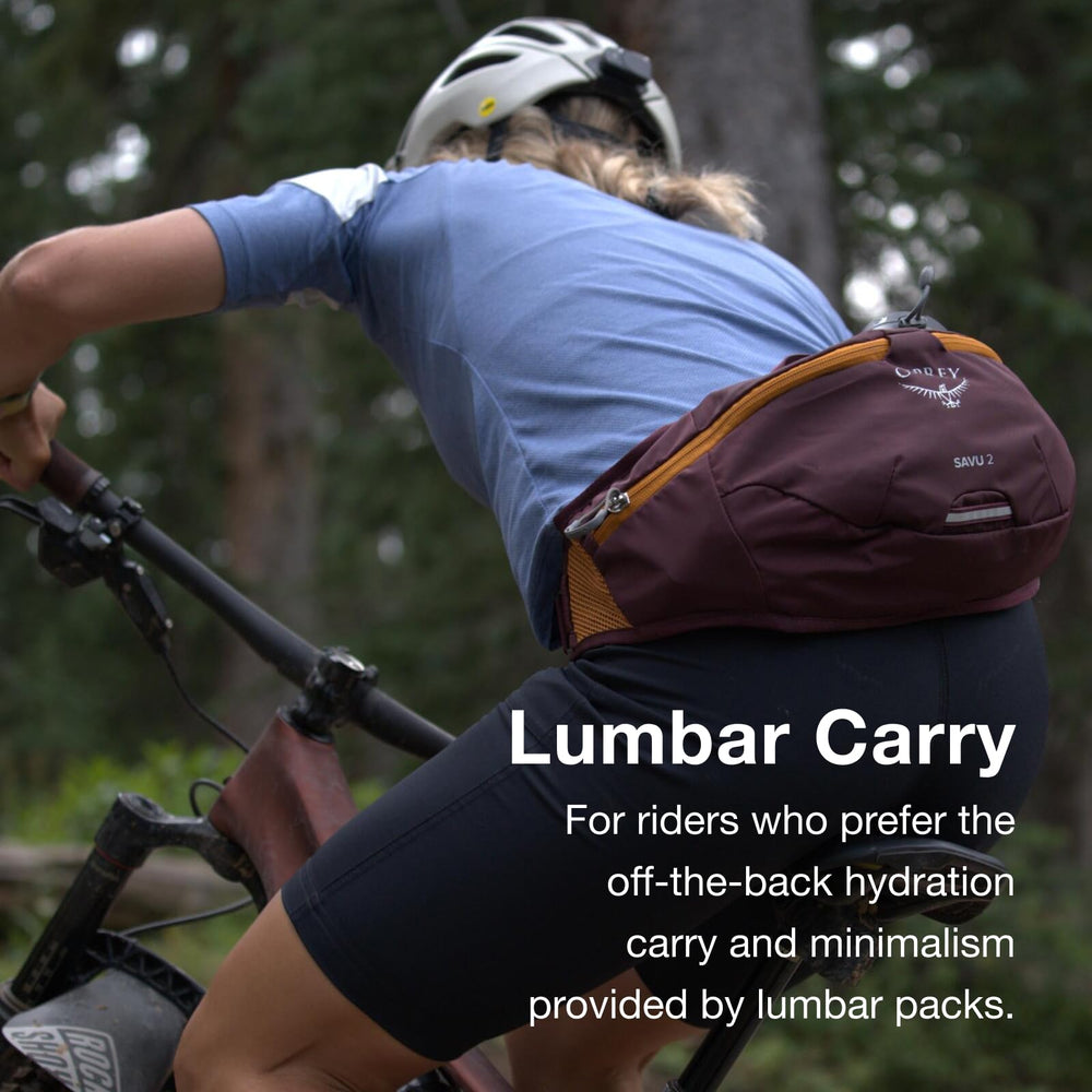 Osprey Savu 2L angled-hipbelt stabilizes fit during rugged climbs