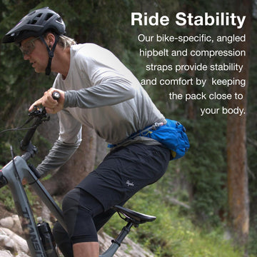 Osprey Seral angled hipbelt improves stability on rough terrain.