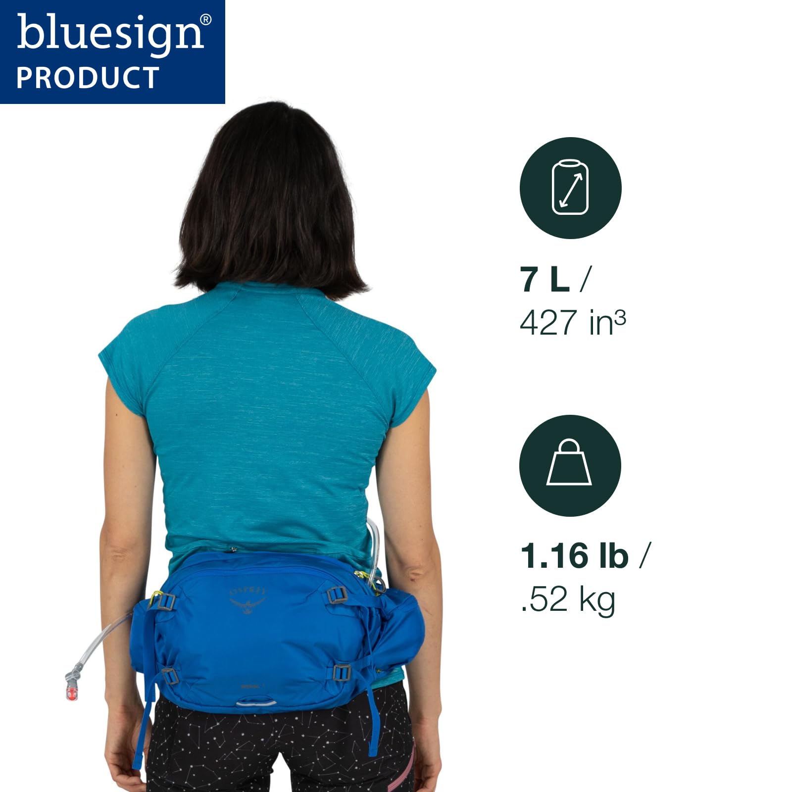 Osprey Seral Hydraulics 1.5L reservoir provides steady water access.