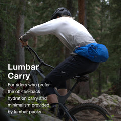 Osprey Seral lumbar-carry design reduces shoulder load during rides.
