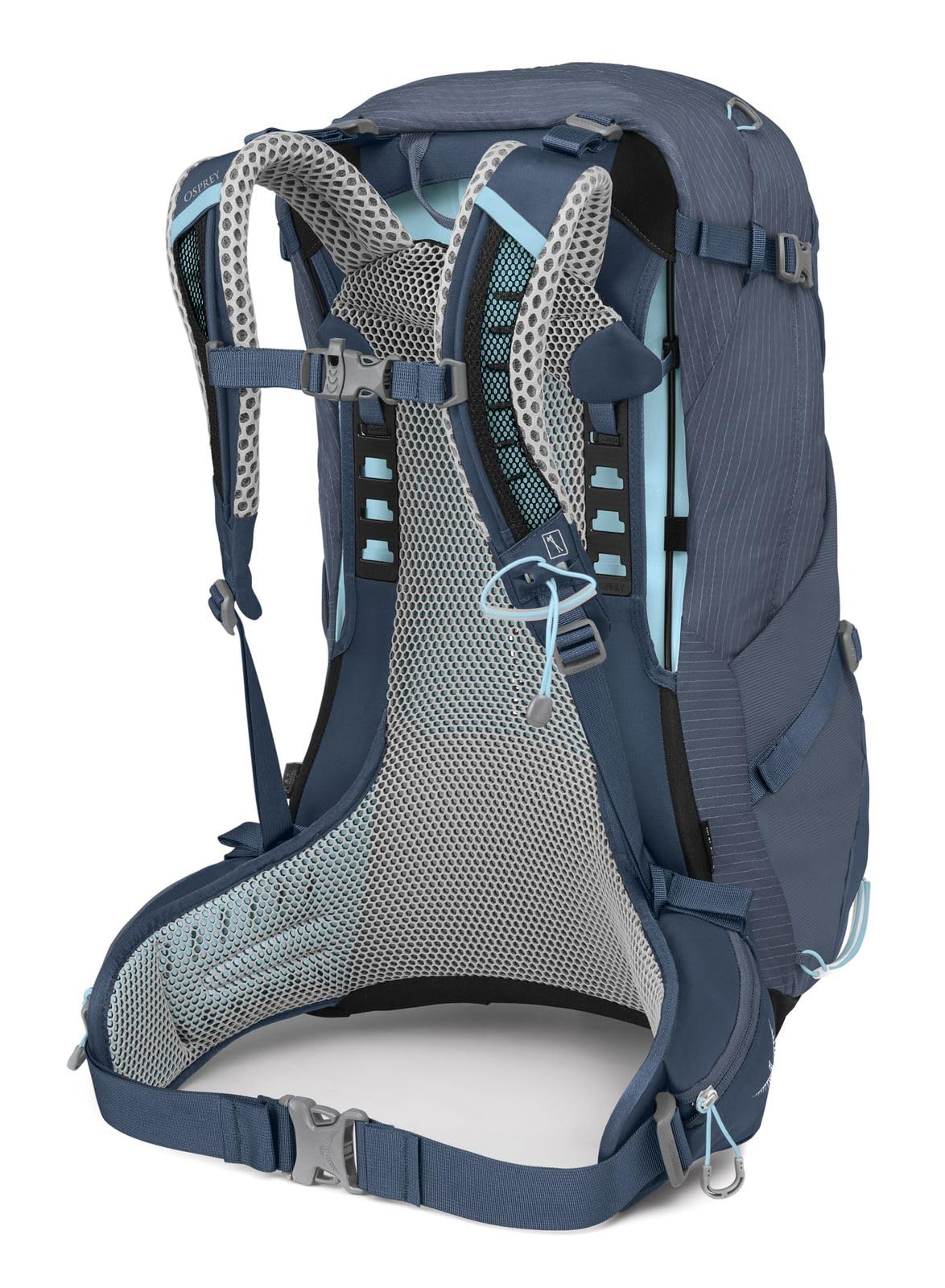 Osprey Sirrus 34L raincover stored demonstrates weather-ready versatility.