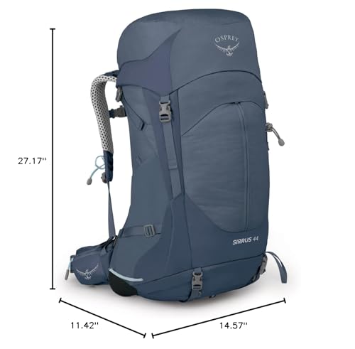 Osprey Sirrus 44L women's backpack front view in Muted Space Blue for versatile hiking