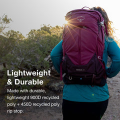Osprey Sirrus 44L with raincover ready for wet trail conditions