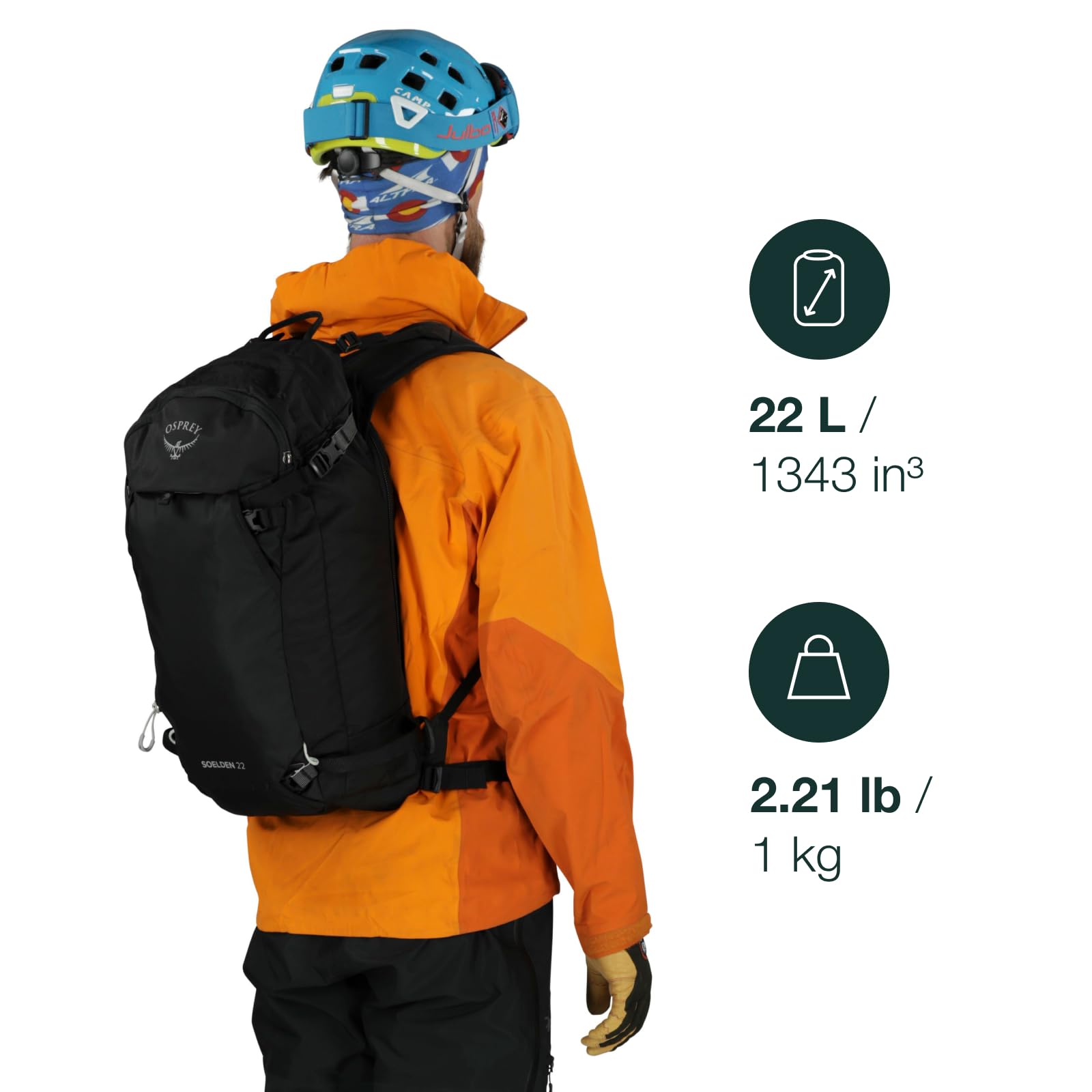 Osprey Soelden 22L back panel supports comfort with foam padding.