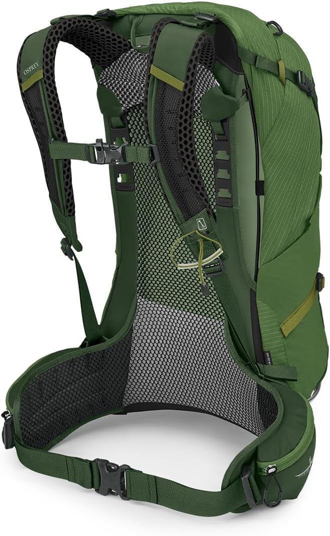 Osprey Stratos 24L raincover included image conveys weather-ready protection.