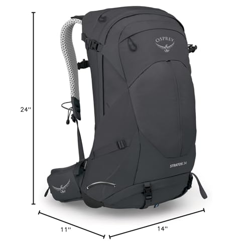 Osprey Stratos 34L panel-loading access enables quick gear retrieval on the trail.