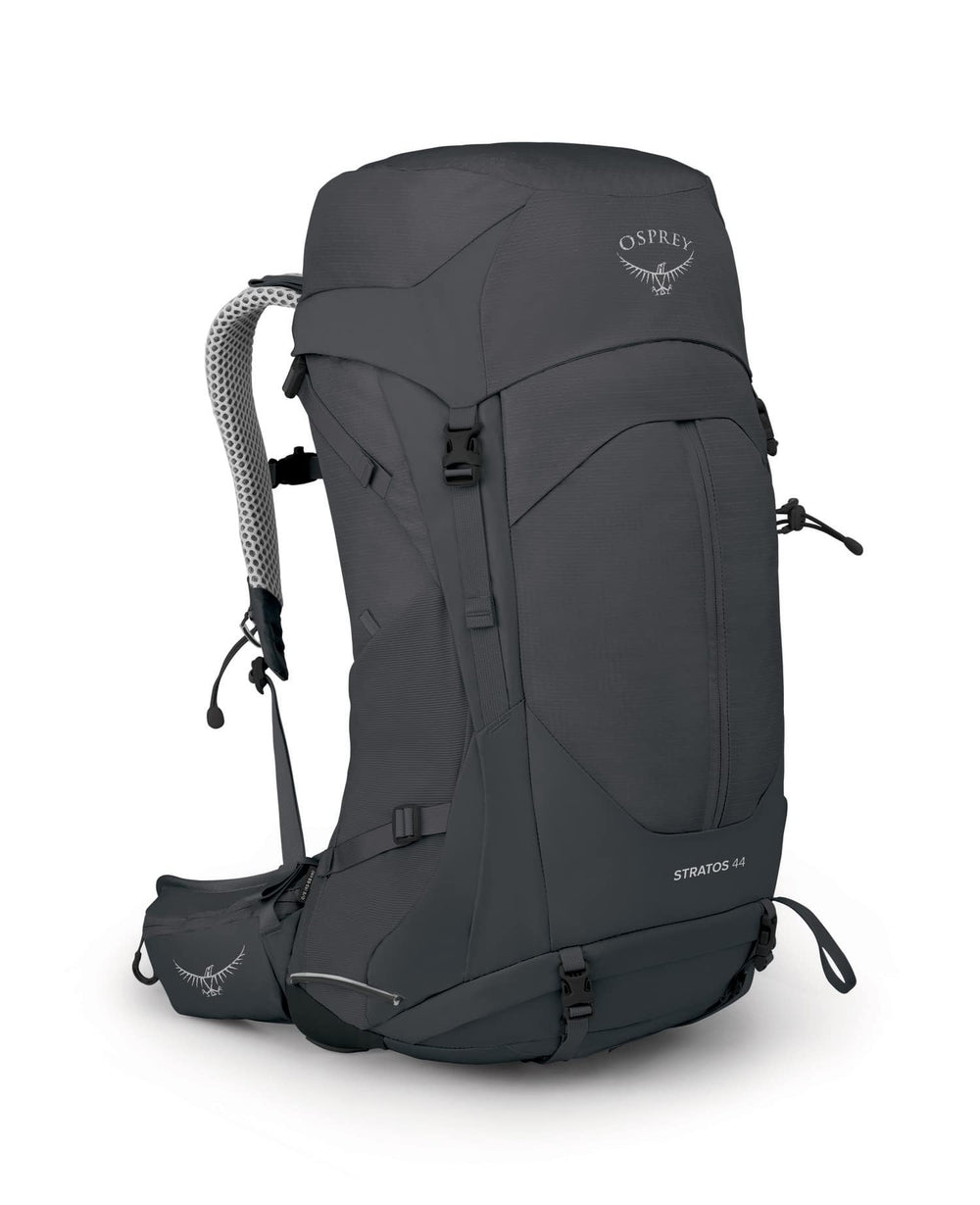 Osprey Stratos 44L backpack front view ready for long hikes.
