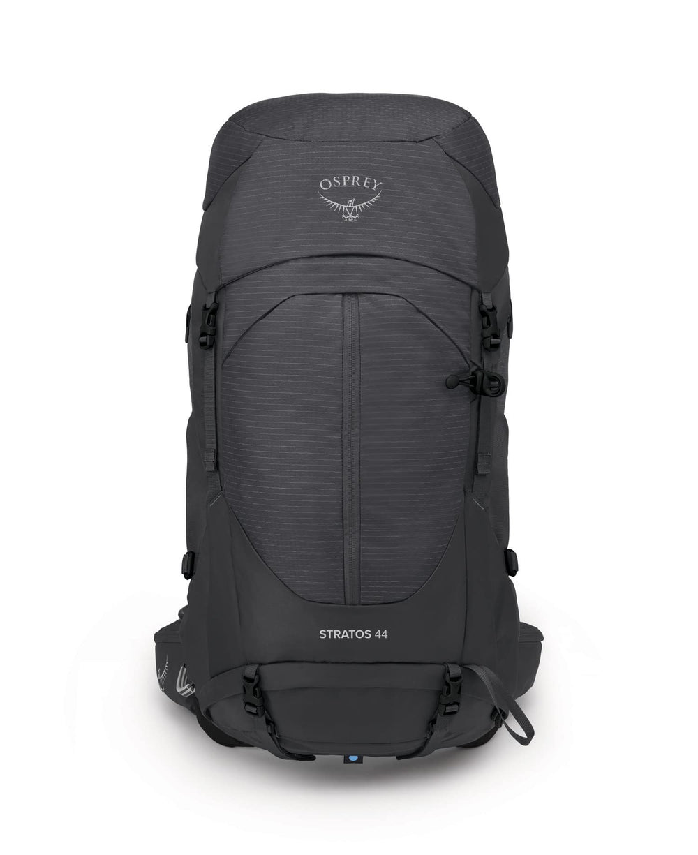 Osprey Stratos 44L top-loading design shown during packing.