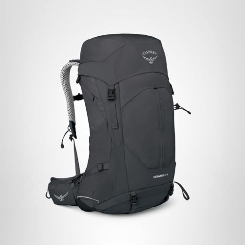 Osprey Stratos 44L compact overall dimensions for hiking daily use.
