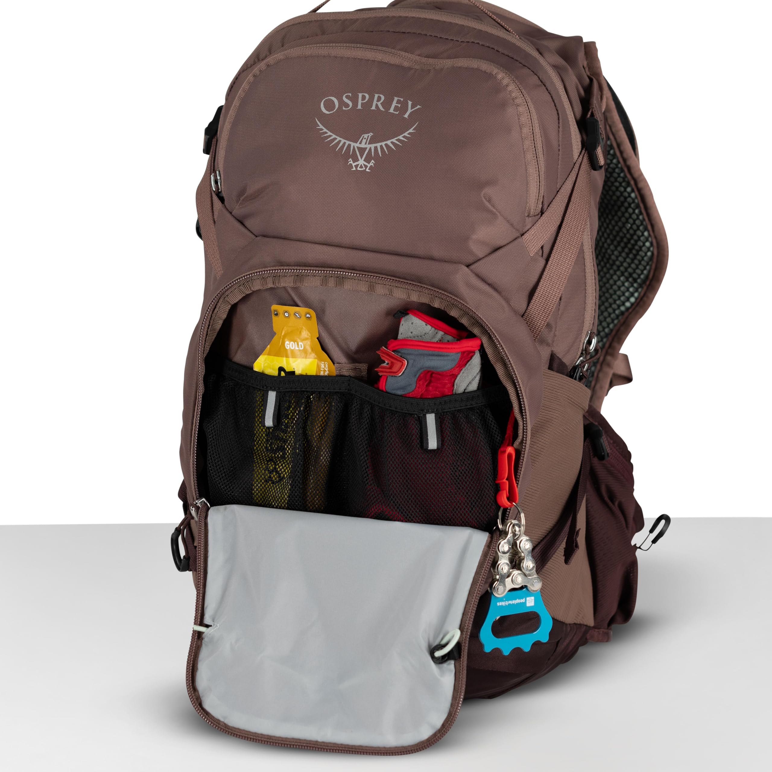 Osprey sunglasses pocket stores eyewear securely on sunny rides