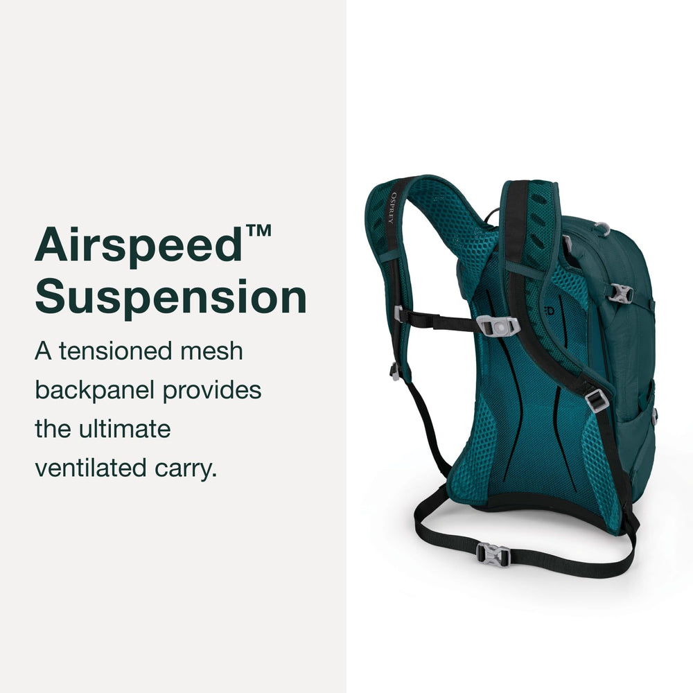 Osprey Sylva 12L raincover stored at base for weather readiness