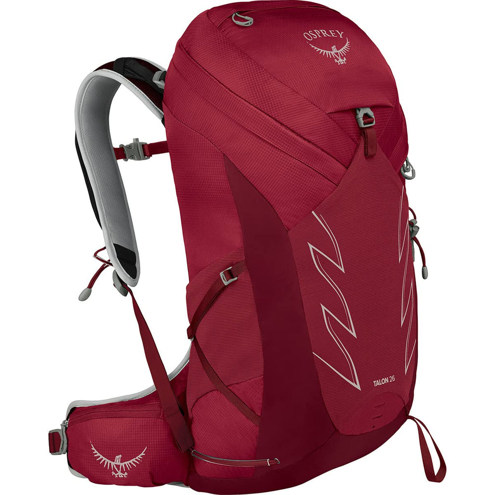 OSPREY Talon 26 Cosmic Red AirScape backpanel for all-day comfort on rugged trails.