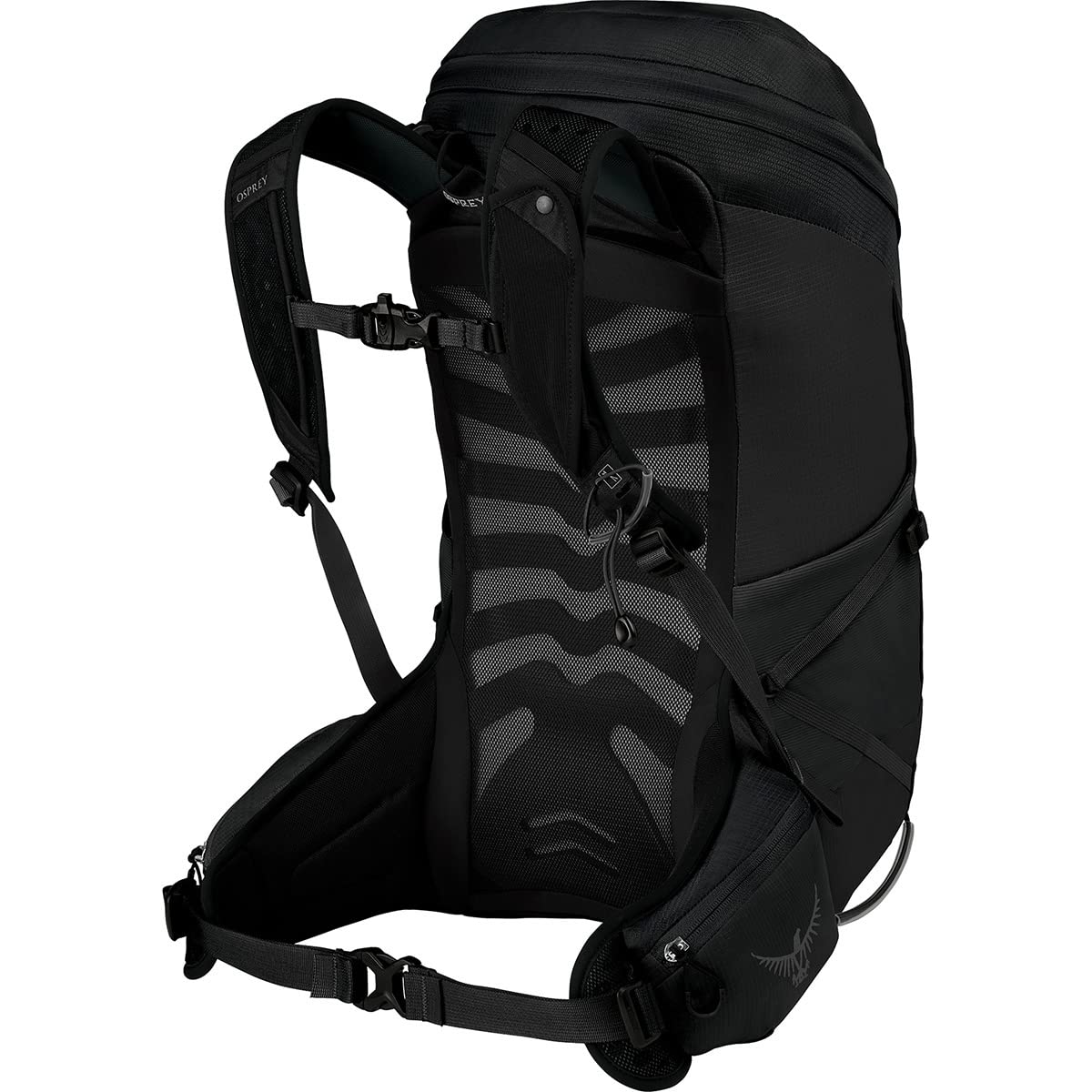 Osprey Talon 26 Stealth Black hipbelt pockets for quick-access organization.