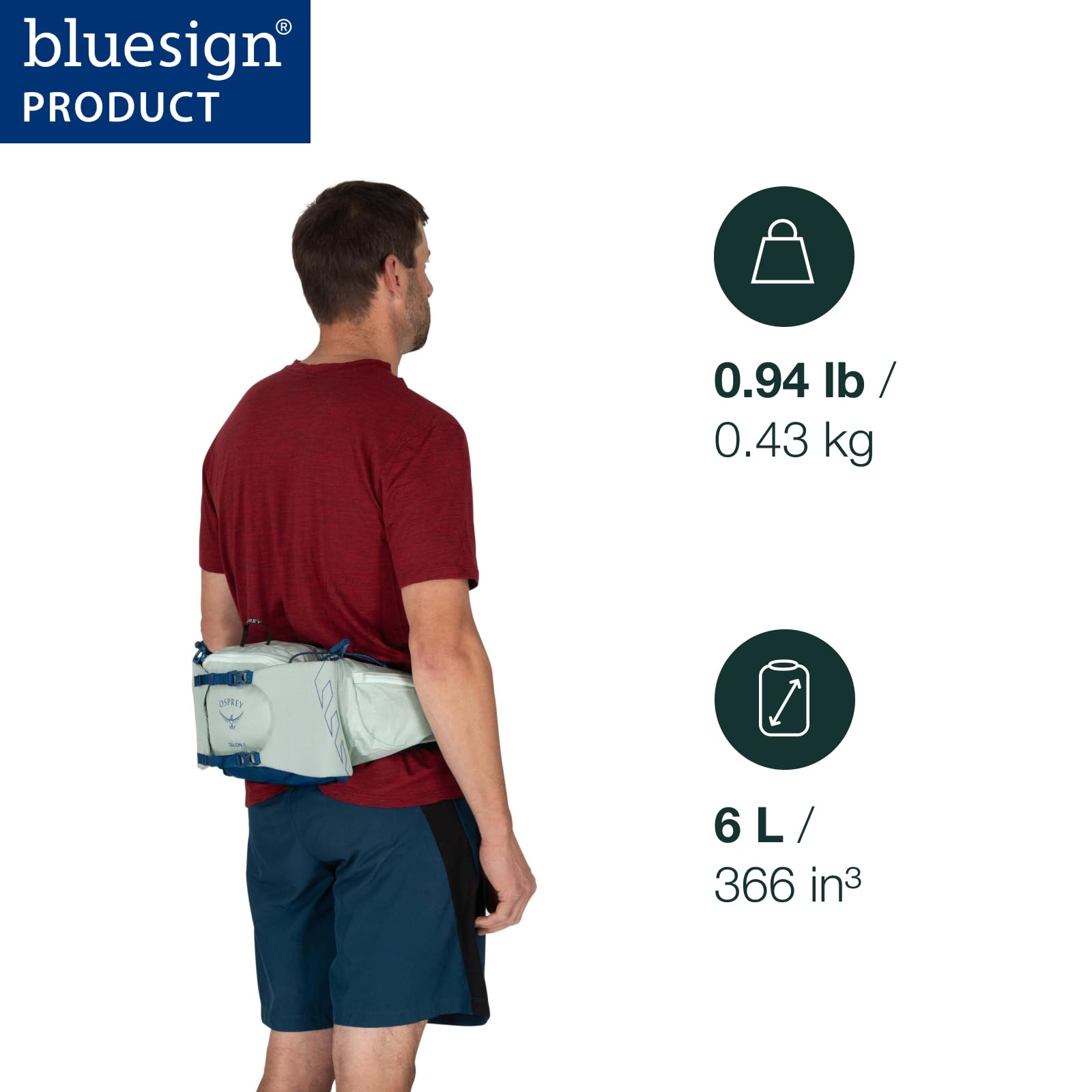 Osprey Talon 6L side view showing dual bottle sleeves for easy hydration during rides.