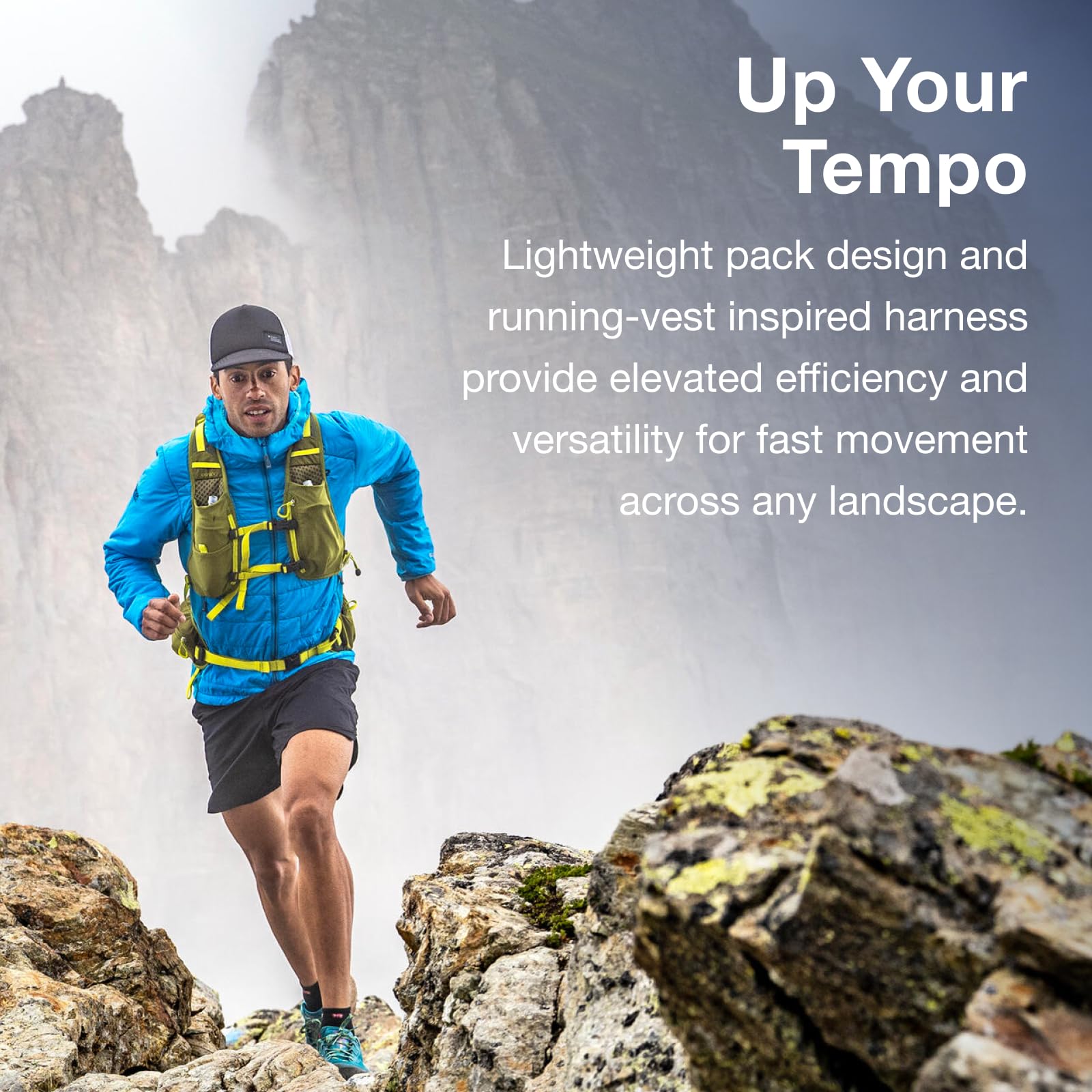 Osprey Talon Velocity backpanel demonstrates flexible movement for multi-sport use