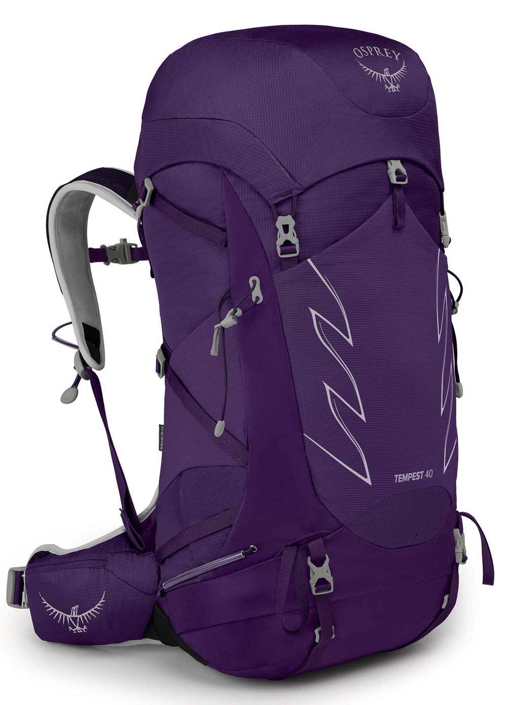 Osprey Tempest 40L harness close-up highlighting adjustable hipbelt fit