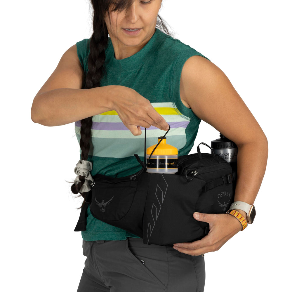 Osprey Tempest 6L 100% recycled main body materials in use